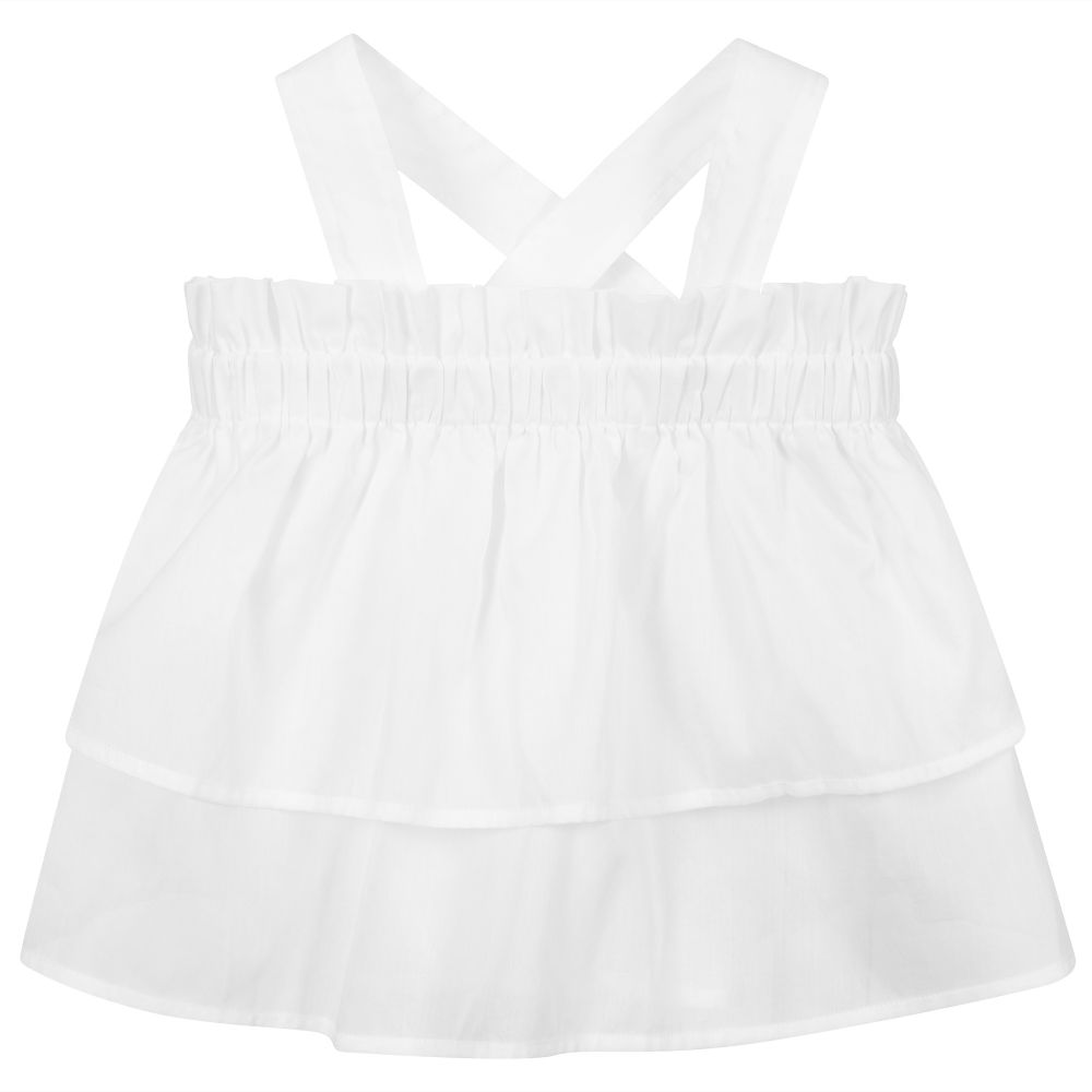 Il Gufo - Girls White Cotton Blouse | Childrensalon