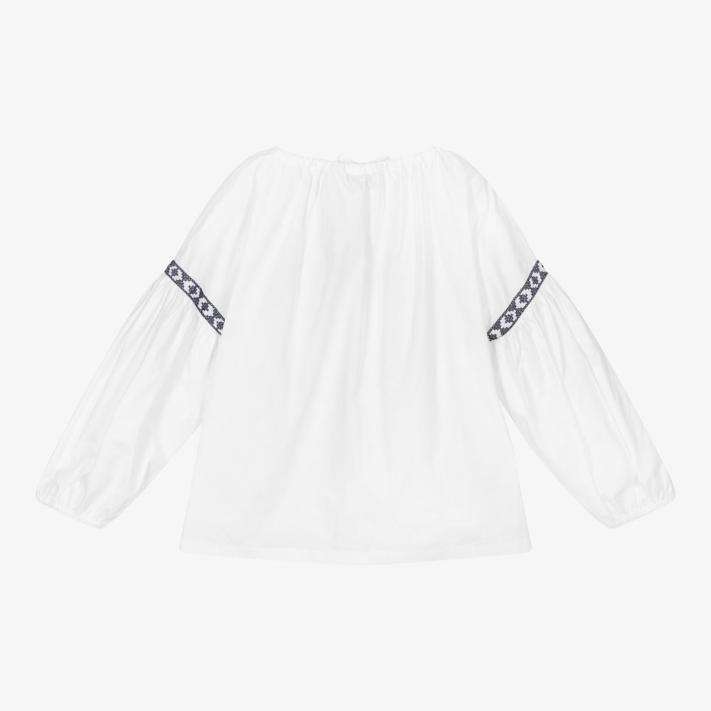 إيل غوفو-بلوز مزيج قطن لون أبيض للبنات | Childrensalon Outlet