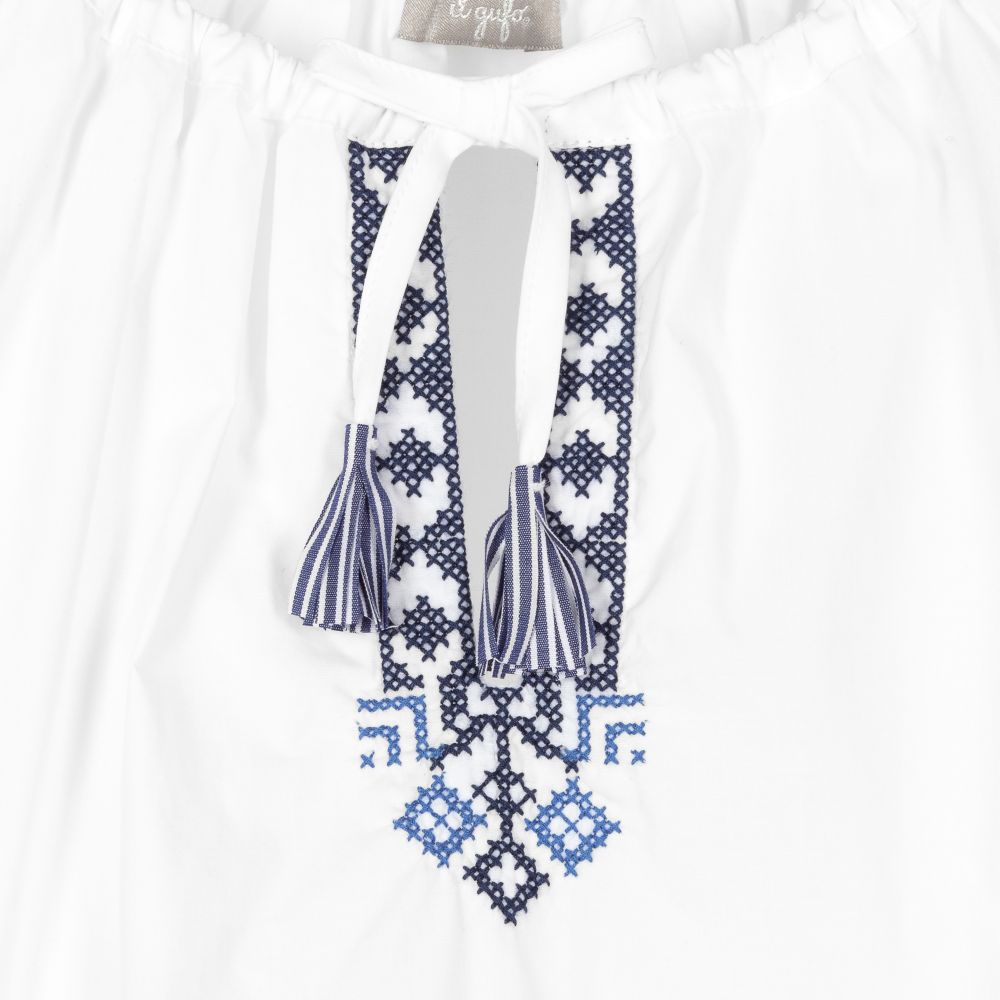 إيل غوفو-بلوز مزيج قطن لون أبيض للبنات | Childrensalon Outlet