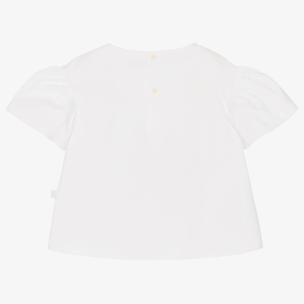Il Gufo-Белая хлопковая блузка для девочек | Childrensalon Outlet