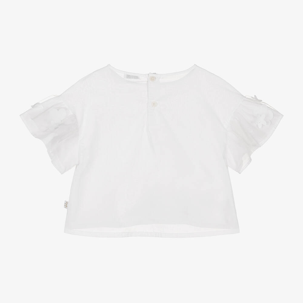 Il Gufo-Girls White Cotton Blouse | Childrensalon Outlet