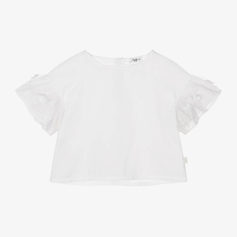 Il Gufo-Girls White Cotton Blouse | Childrensalon Outlet