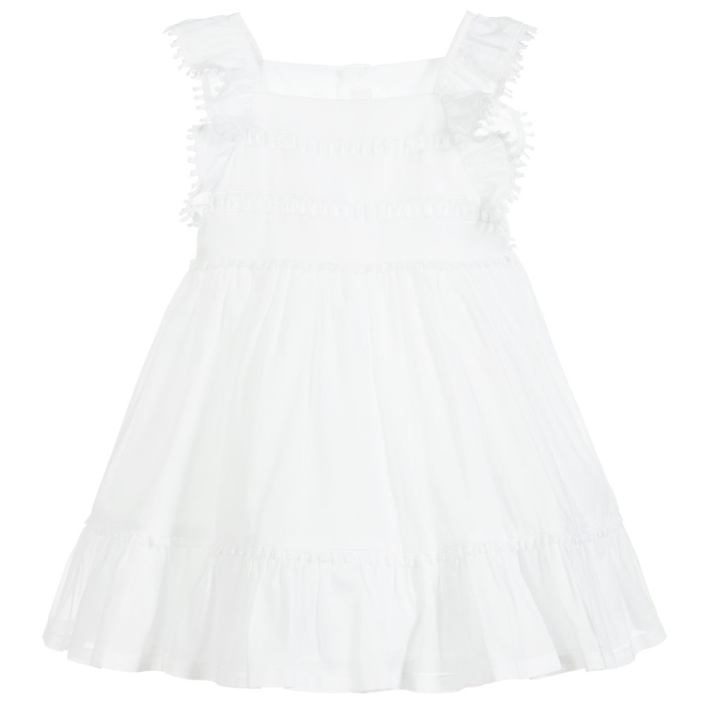 Il Gufo - فستان أطفال بناتي قطن لون أبيض | Childrensalon