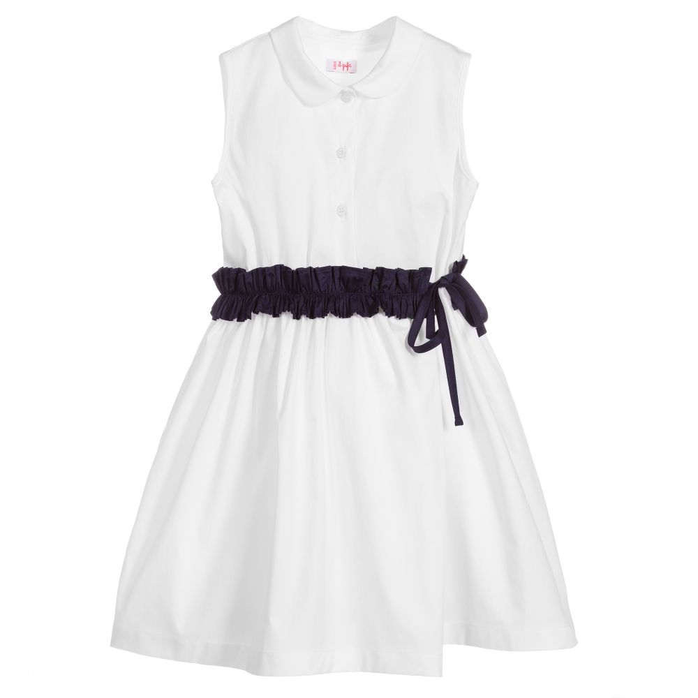 Il Gufo - Girls White Cotton Dress | Childrensalon