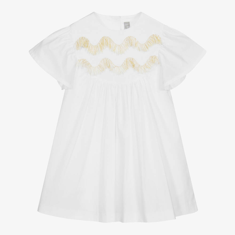Il Gufo-Girls White Cotton Dress | Childrensalon Outlet