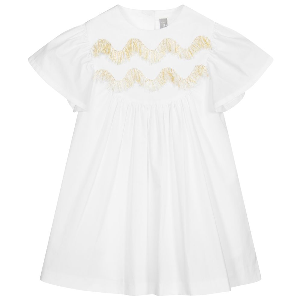 Il Gufo - Girls White Cotton Dress | Childrensalon