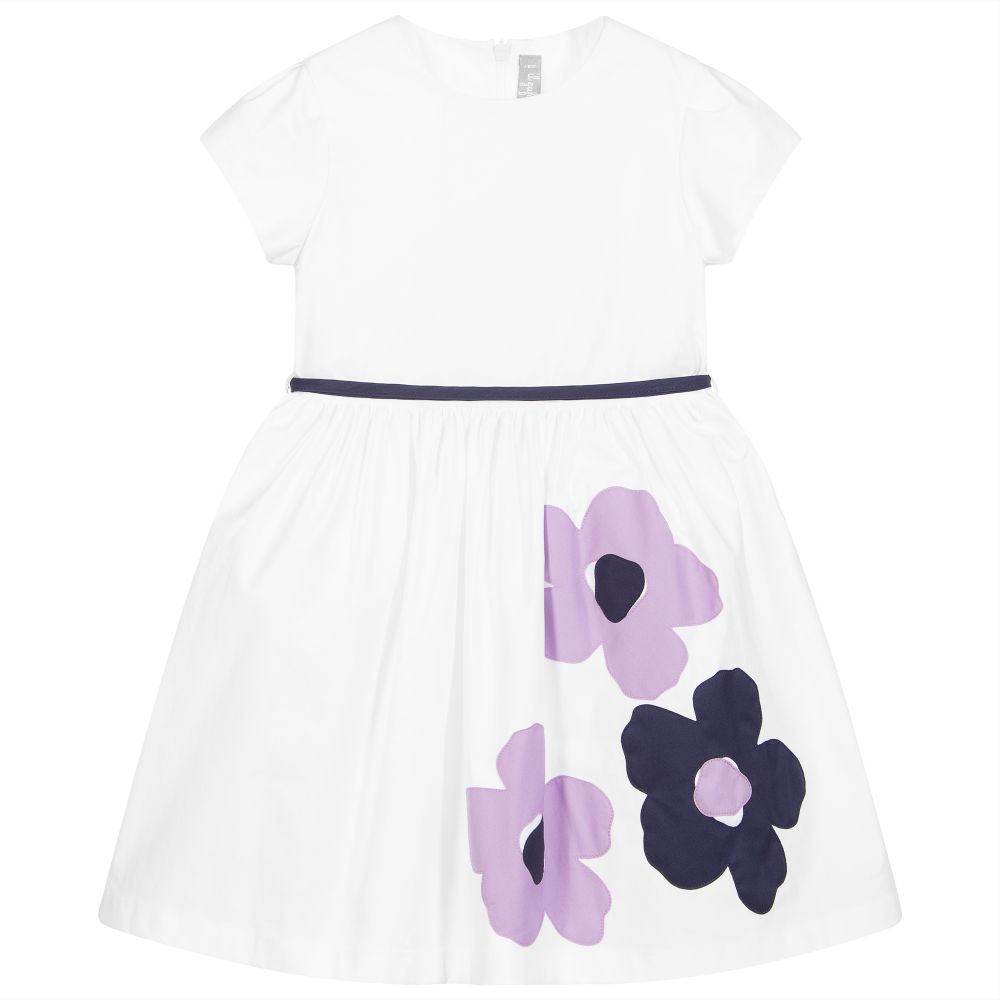 Il Gufo - Girls White Cotton Dress  | Childrensalon
