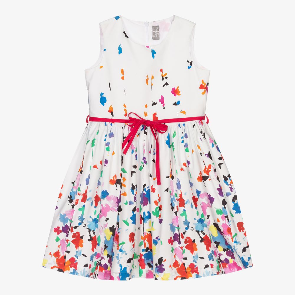 Il Gufo - Girls White Cotton Dress  | Childrensalon