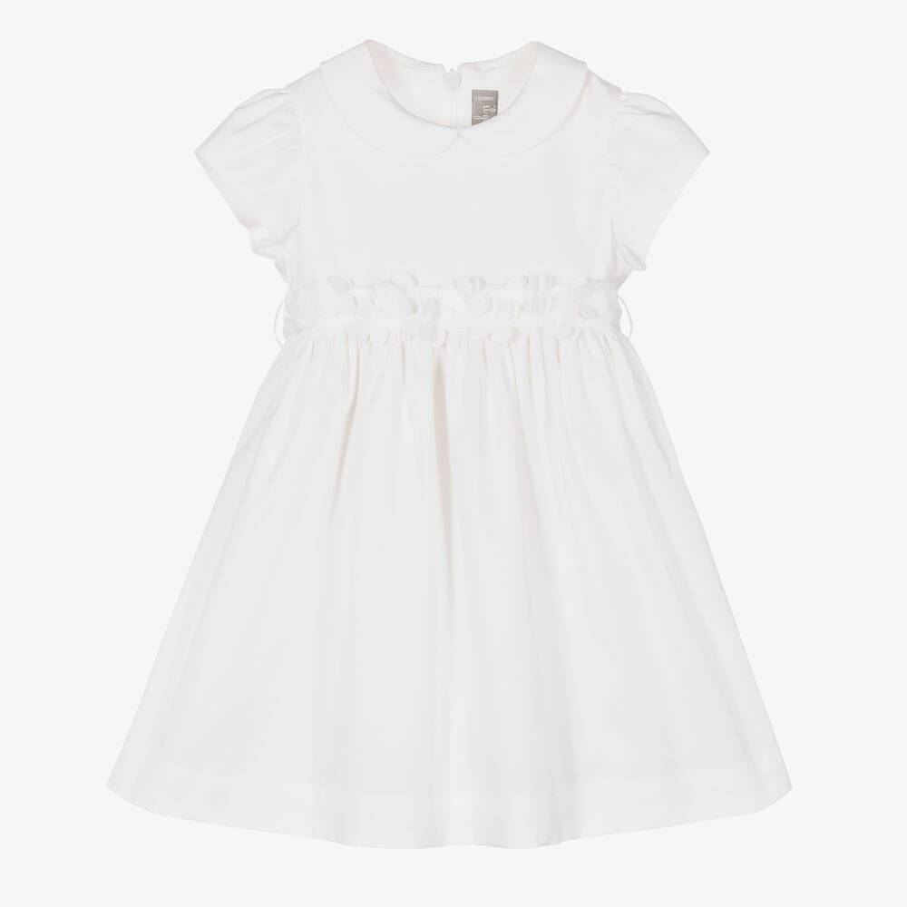 Il Gufo - Girls White Cotton Dress | Childrensalon