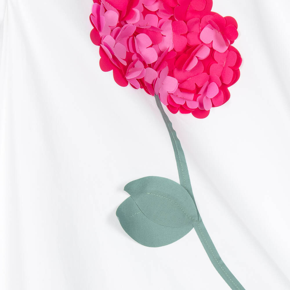 Il Gufo-Girls White Cotton Flower Dress | Childrensalon Outlet
