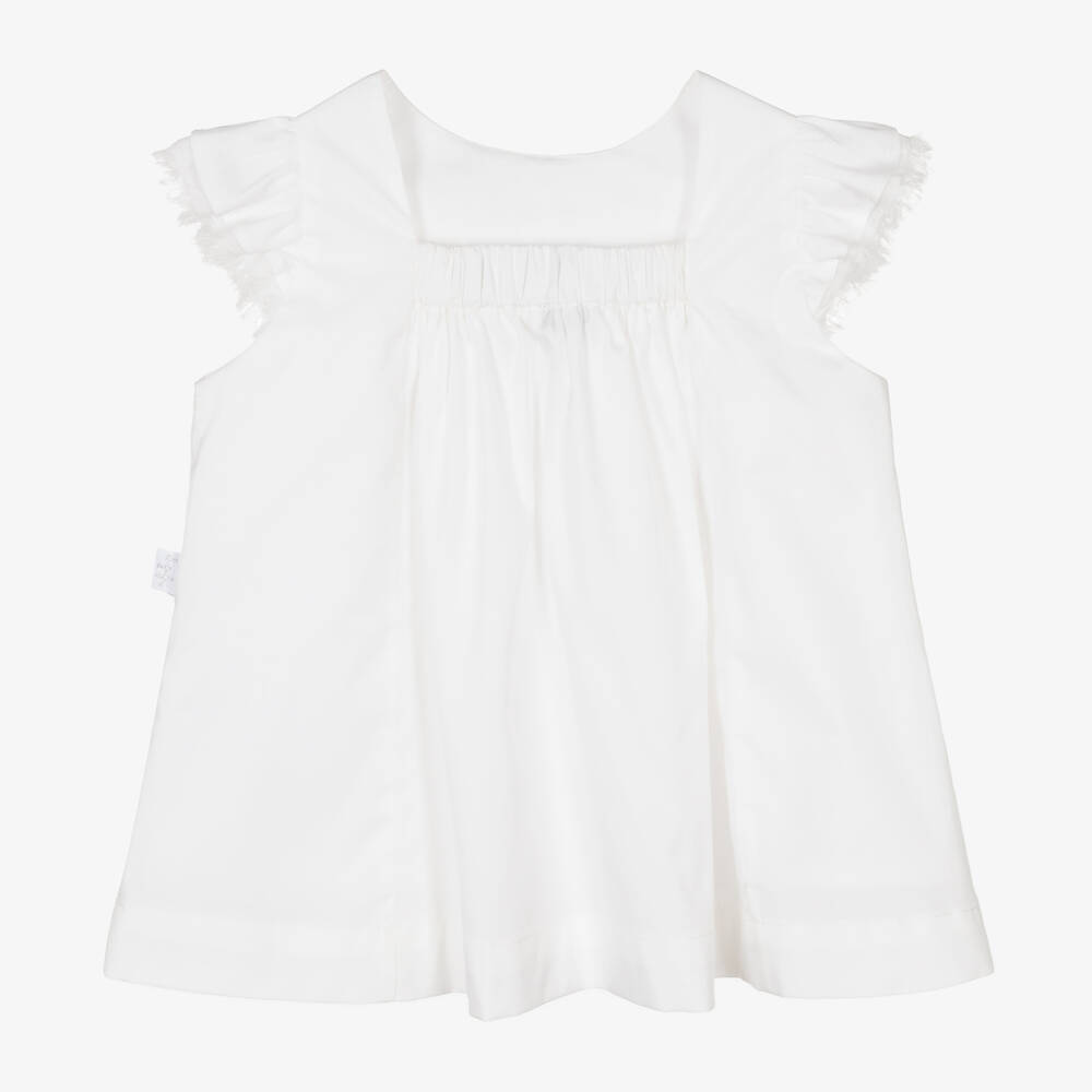 Il Gufo-Белая хлопковая блузка с оборками на рукавах | Childrensalon Outlet