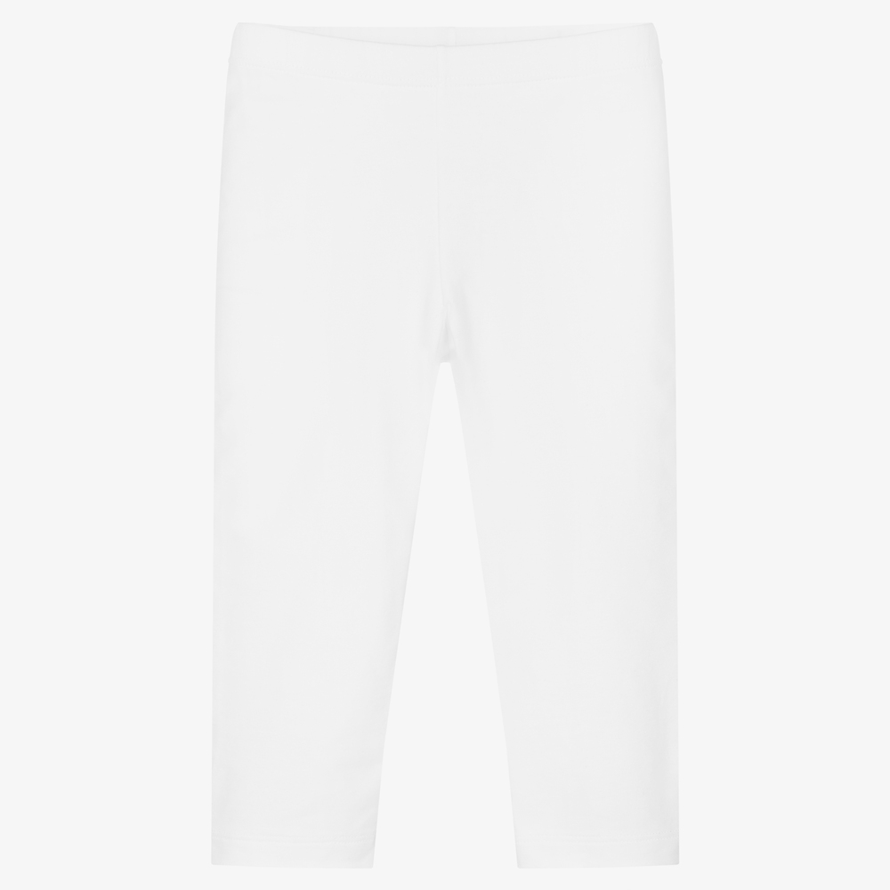 Il Gufo-Girls White Cotton Leggings | Childrensalon Outlet