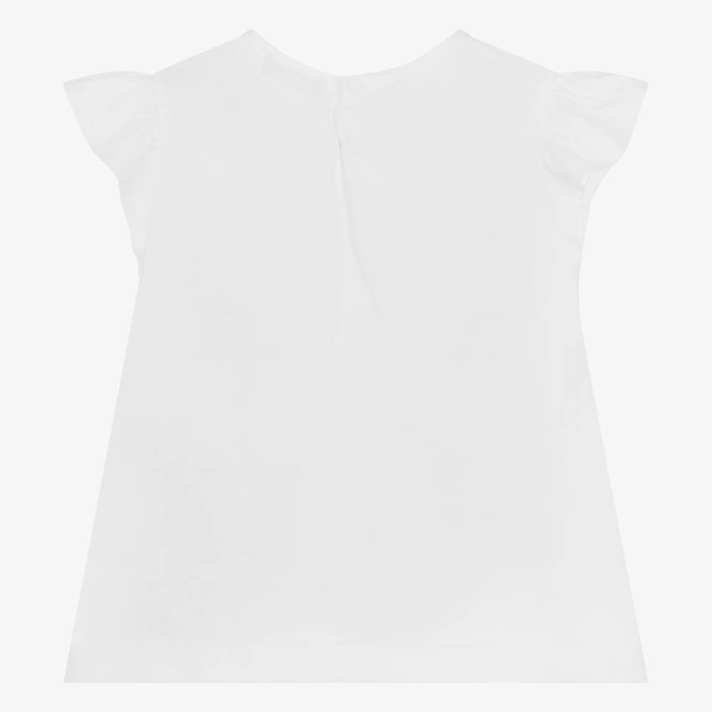 Il Gufo-Белая хлопковая футболка с мышкой для девочек | Childrensalon Outlet