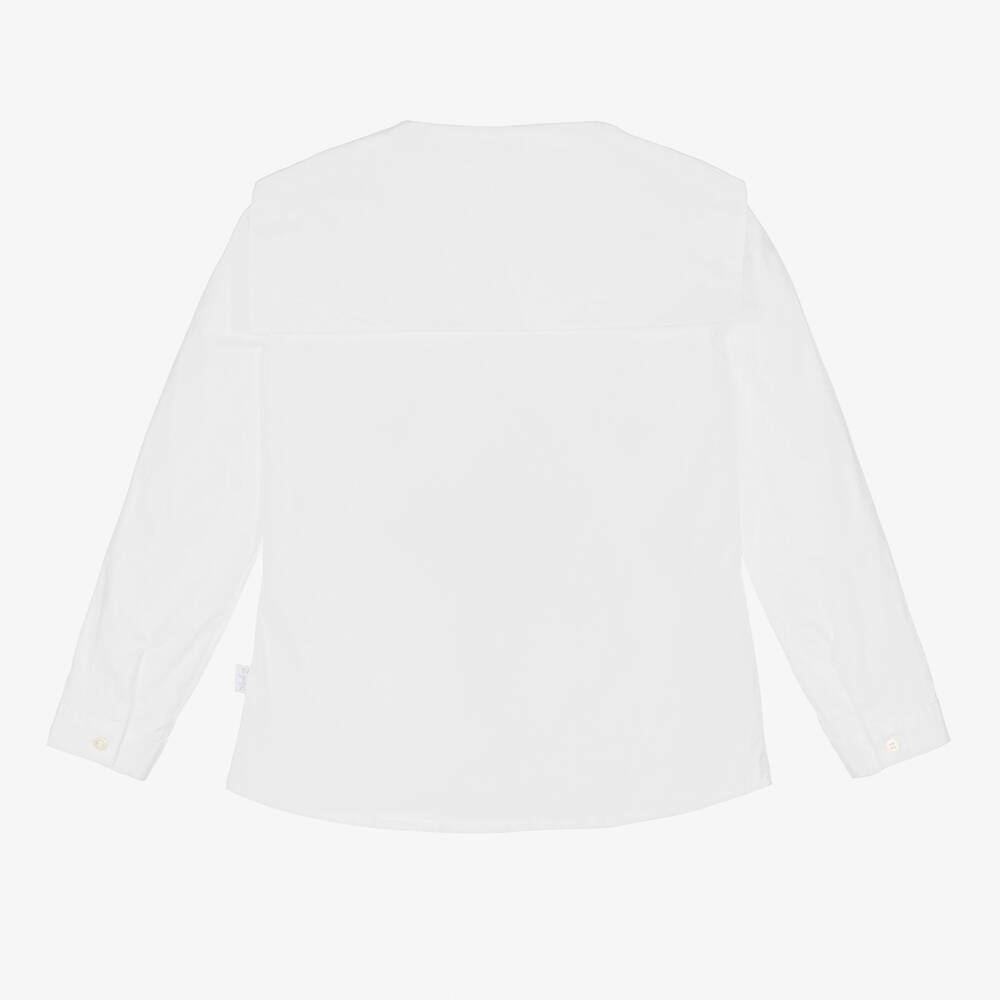Il Gufo-بلوز قطن بوبلين لون أبيض للبنات | Childrensalon Outlet