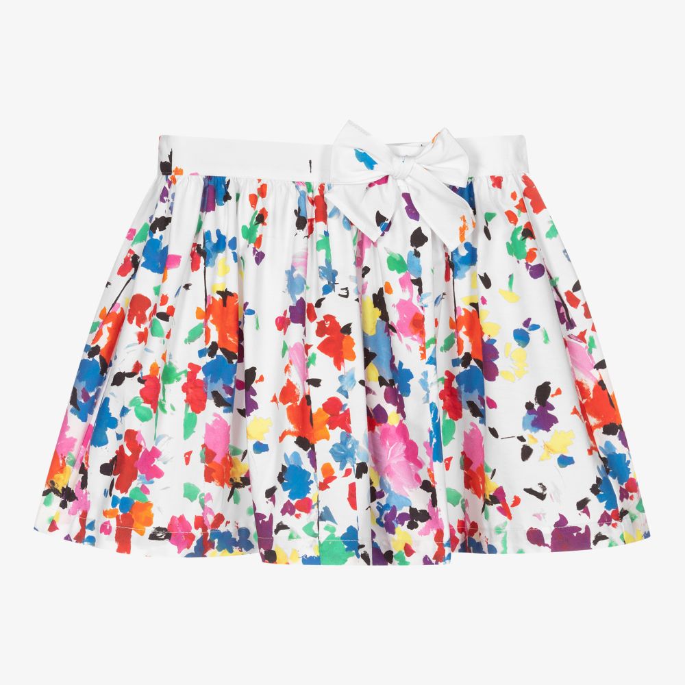 Il Gufo - Girls White Cotton Skirt  | Childrensalon