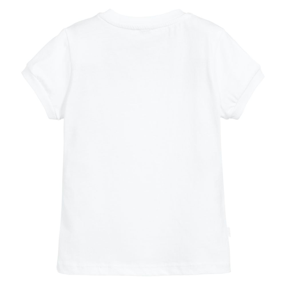 Il Gufo-Girls White Cotton T-Shirt | Childrensalon Outlet