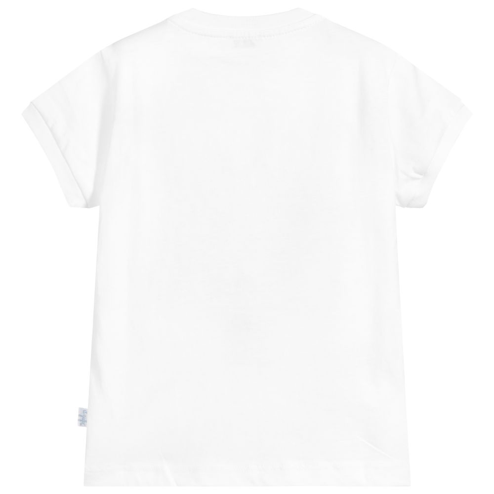 Il Gufo-Girls White Cotton T-Shirt | Childrensalon Outlet