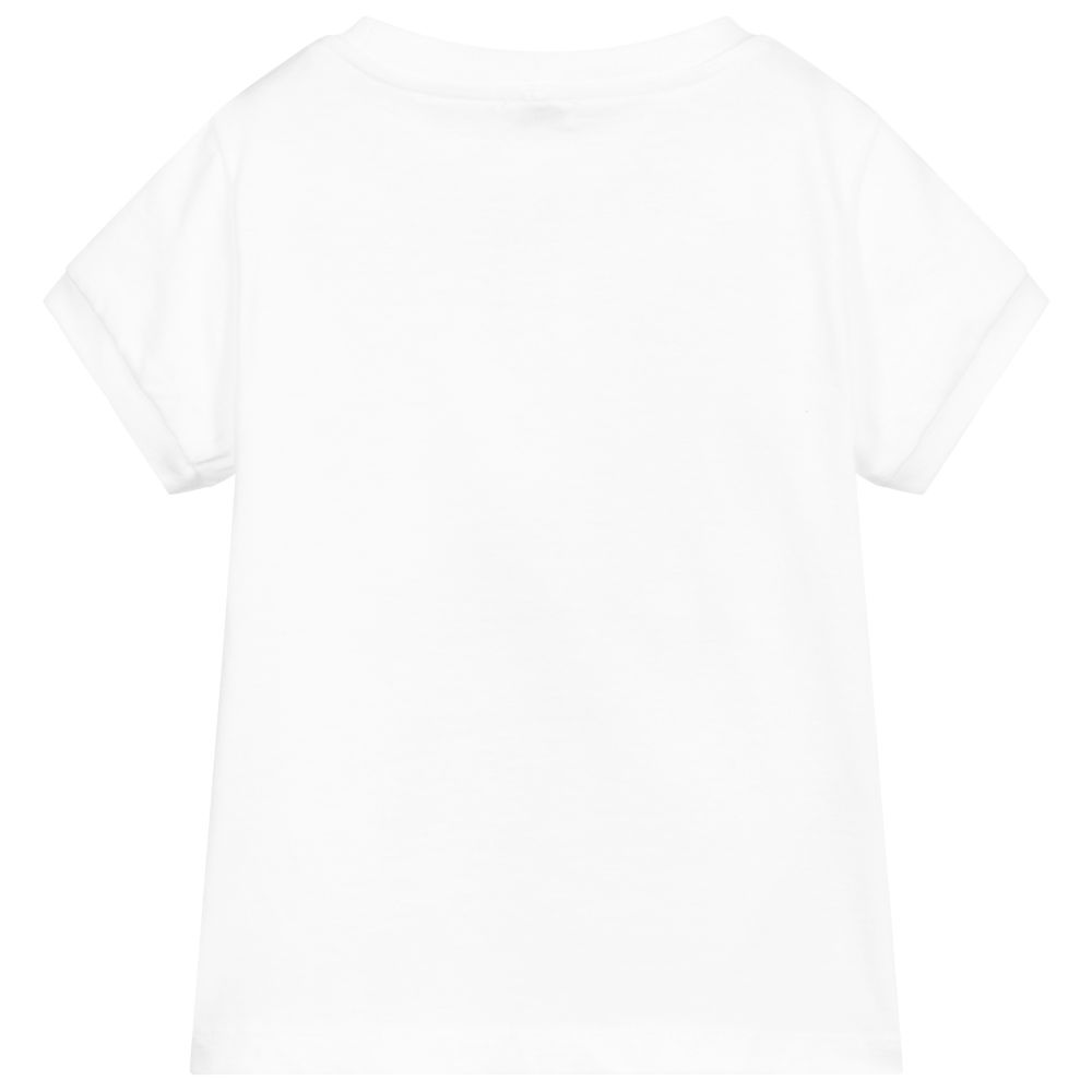 Il Gufo-Girls White Cotton T-Shirt | Childrensalon Outlet