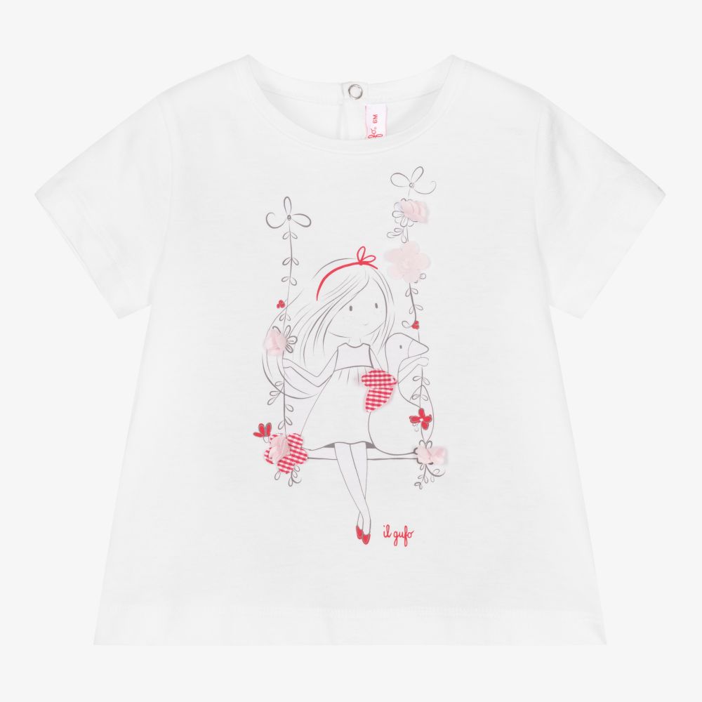 Il Gufo - Weißes Baumwoll-T-Shirt (M) | Childrensalon