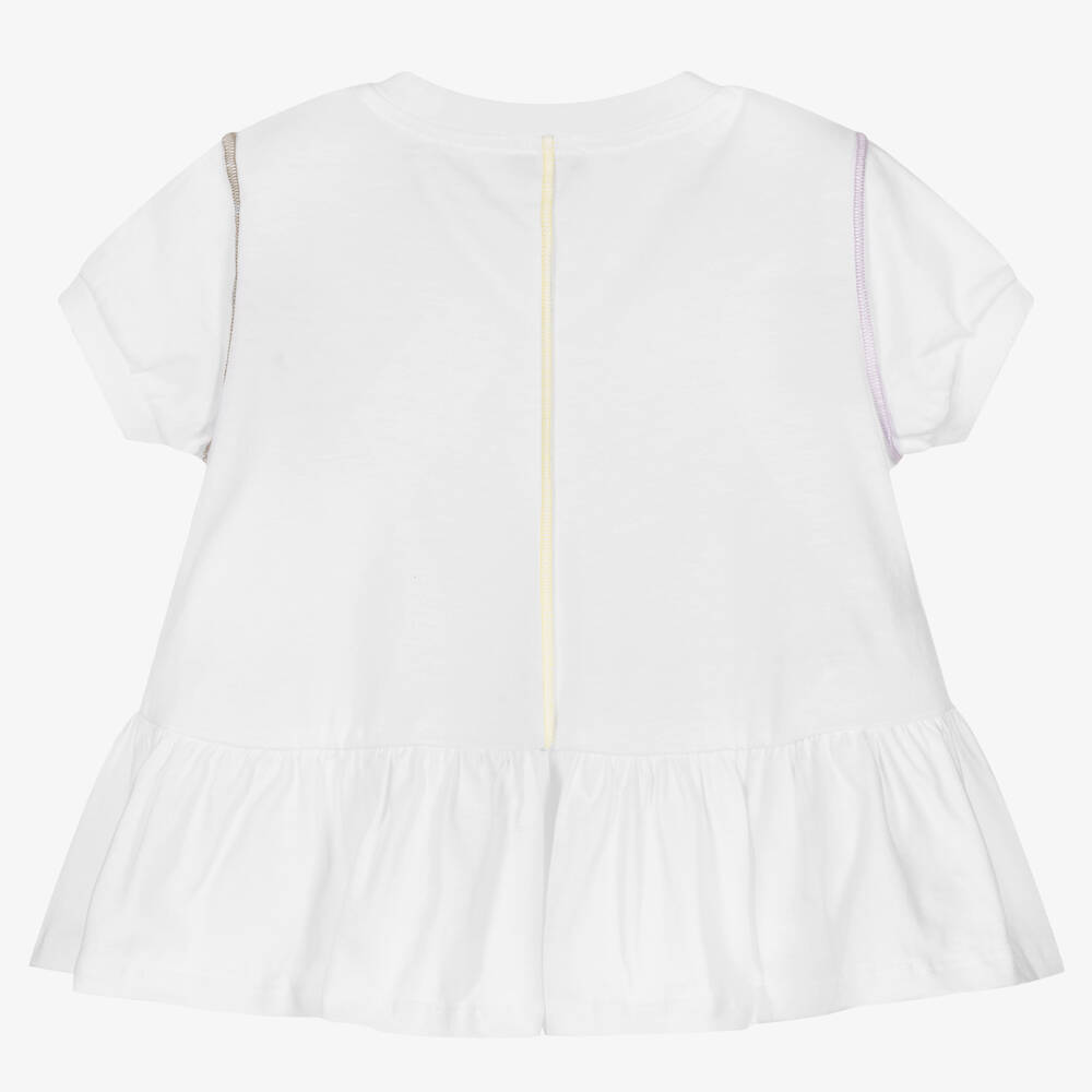 Il Gufo-Girls White Cotton T-Shirt | Childrensalon Outlet