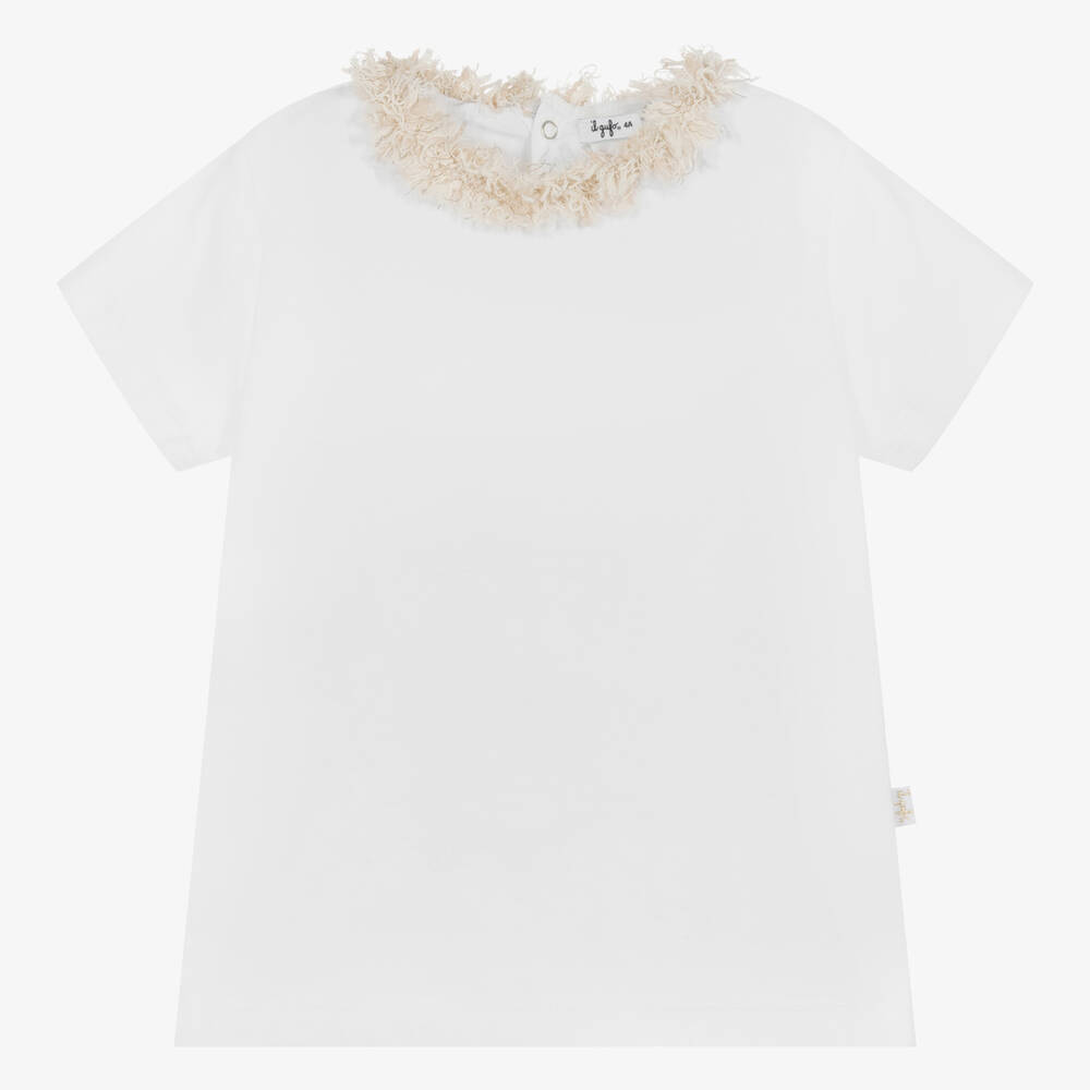 Il Gufo-Белая хлопковая футболка для девочек | Childrensalon Outlet