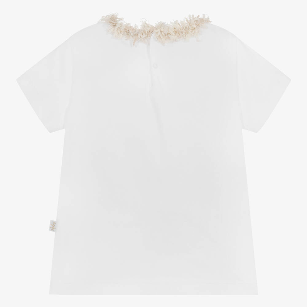 Il Gufo-Белая хлопковая футболка для девочек | Childrensalon Outlet