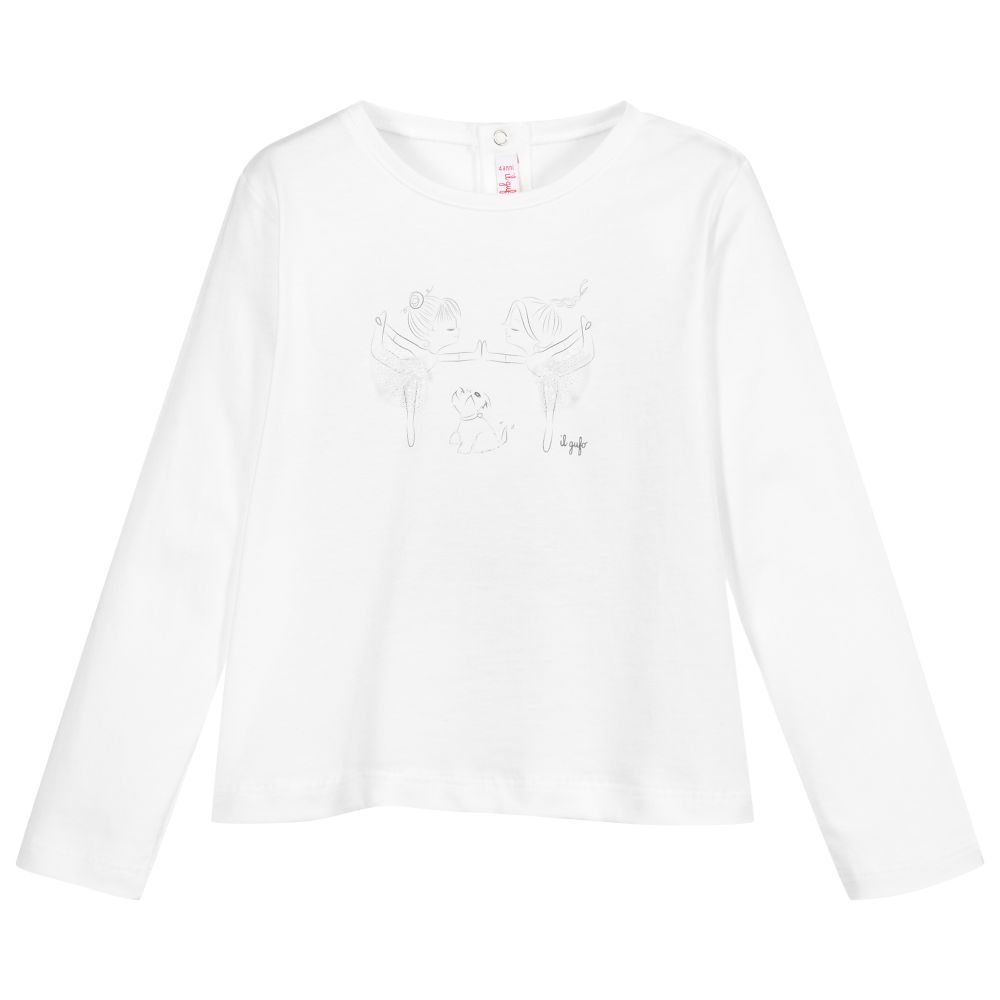 Il Gufo - Girls White Cotton Top | Childrensalon