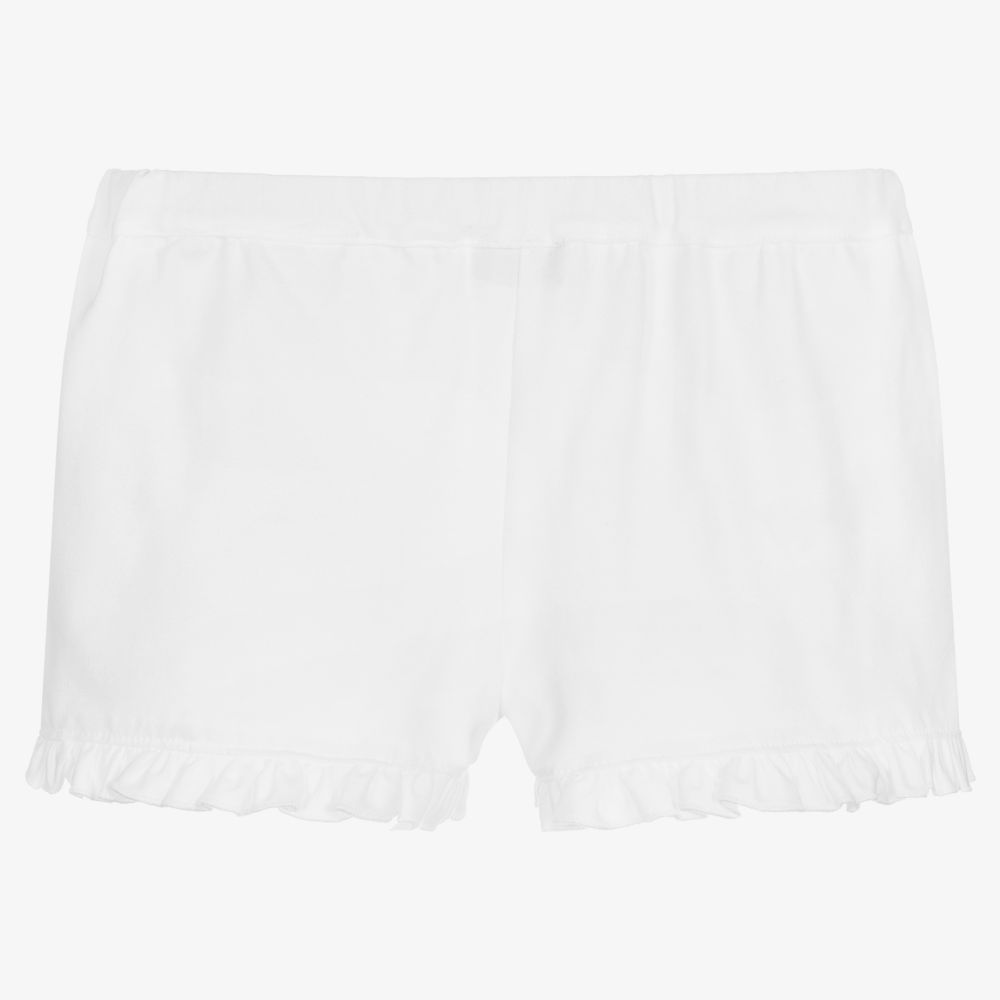 Il Gufo-Girls White Frill Shorts | Childrensalon Outlet