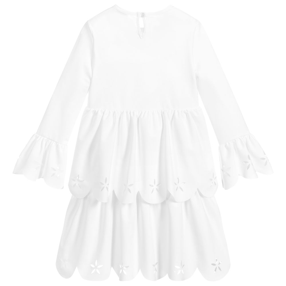 Il Gufo-Girls White Lazercut Dress | Childrensalon Outlet