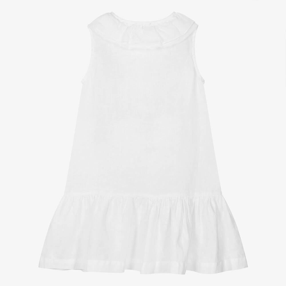 Il Gufo-Girls White Linen Dress | Childrensalon Outlet