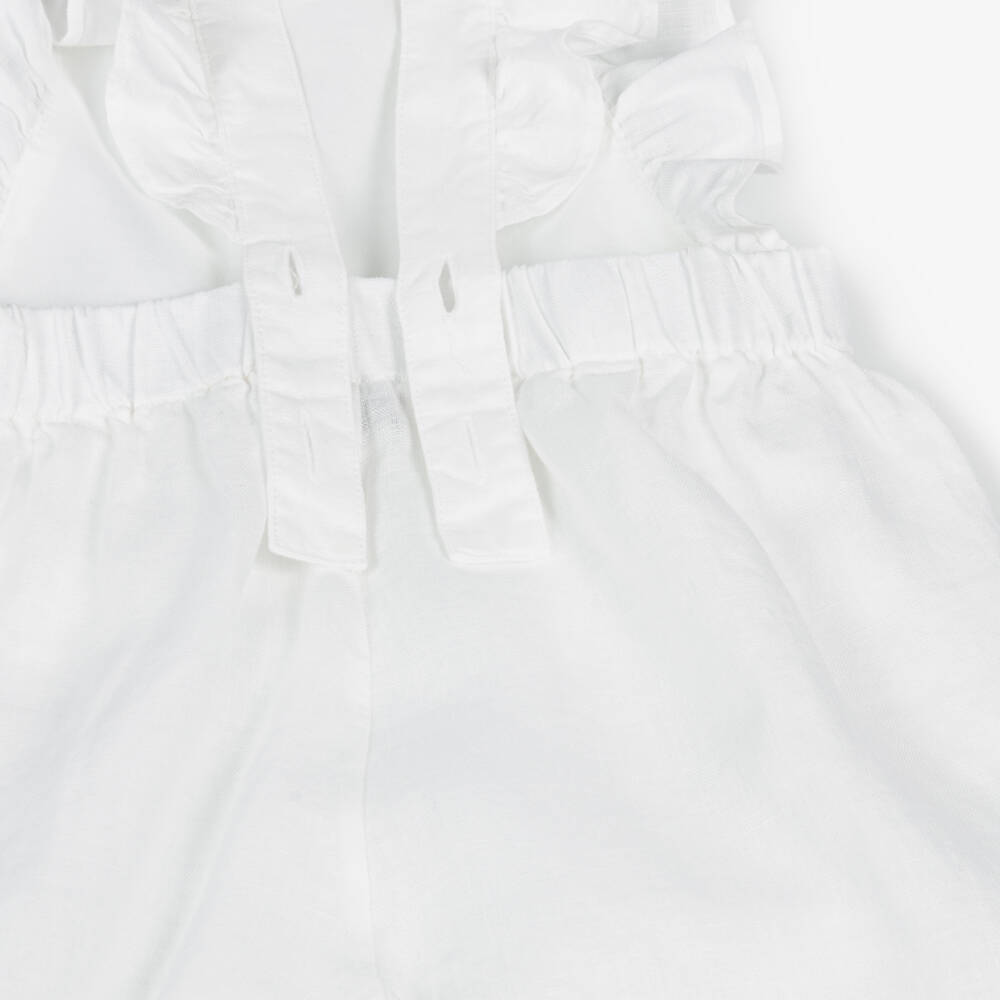 Il Gufo-Girls White Linen Jumpsuit Delight | Childrensalon Outlet