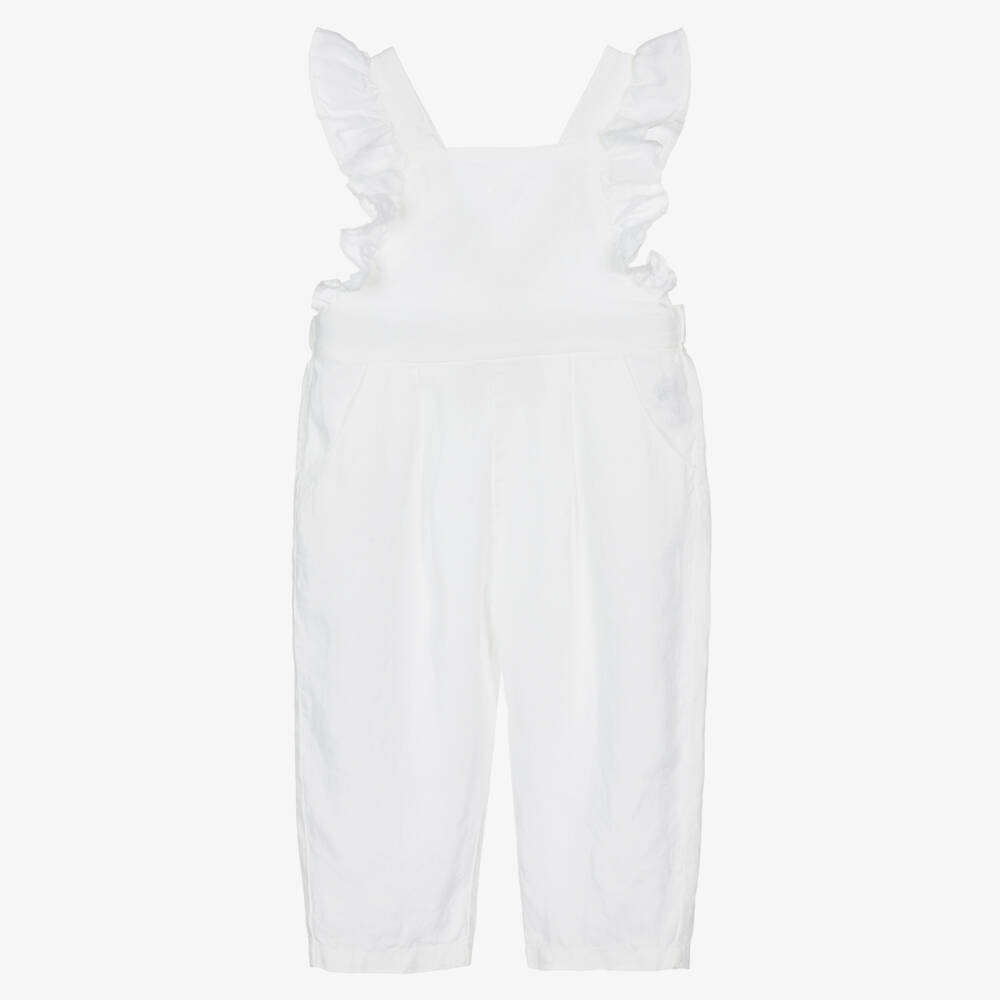 Il Gufo-Белый льняной комбинезон для девочек Восхищение | Childrensalon Outlet