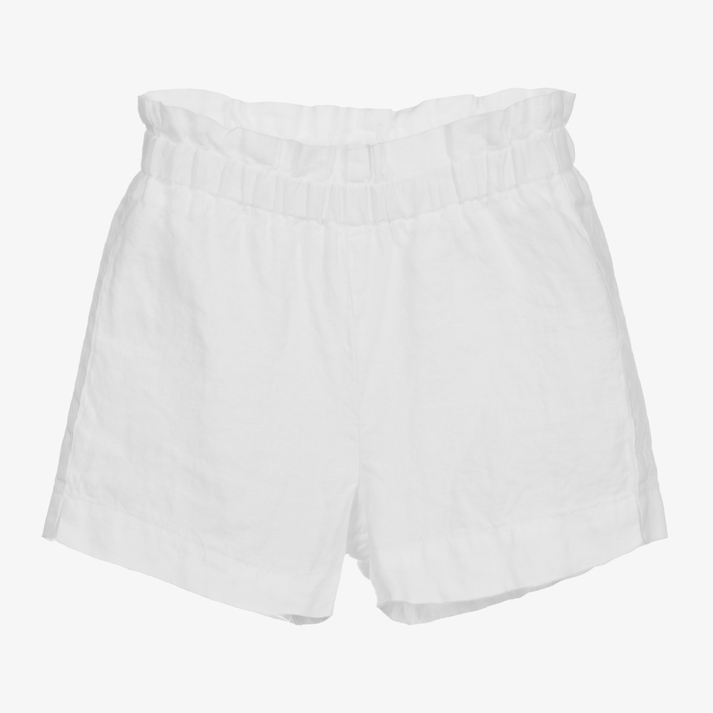 Il Gufo - Girls White Linen Shorts | Childrensalon