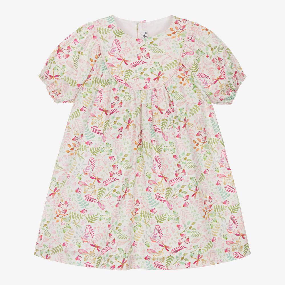 Il Gufo-Girls White & Pink Floral Cotton Dress | Childrensalon Outlet