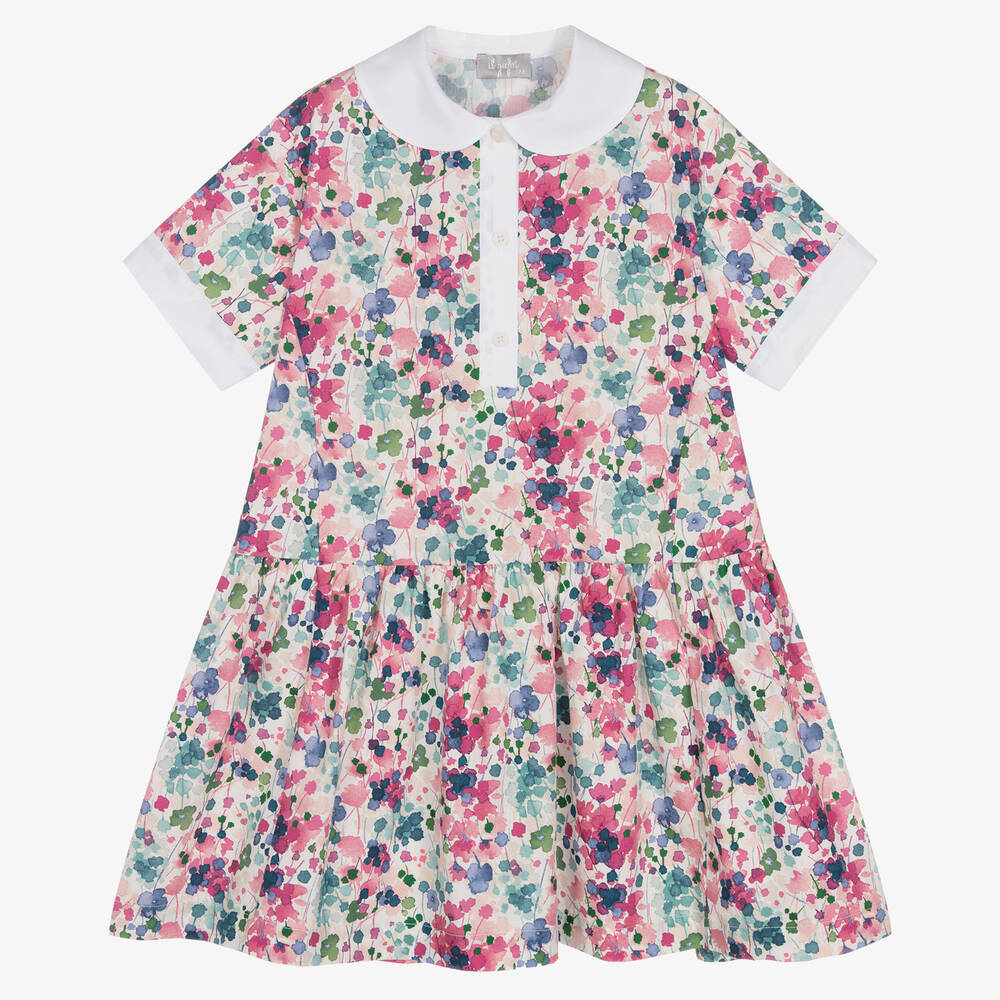 Il Gufo - Girls White & Pink Poplin Dress | Childrensalon