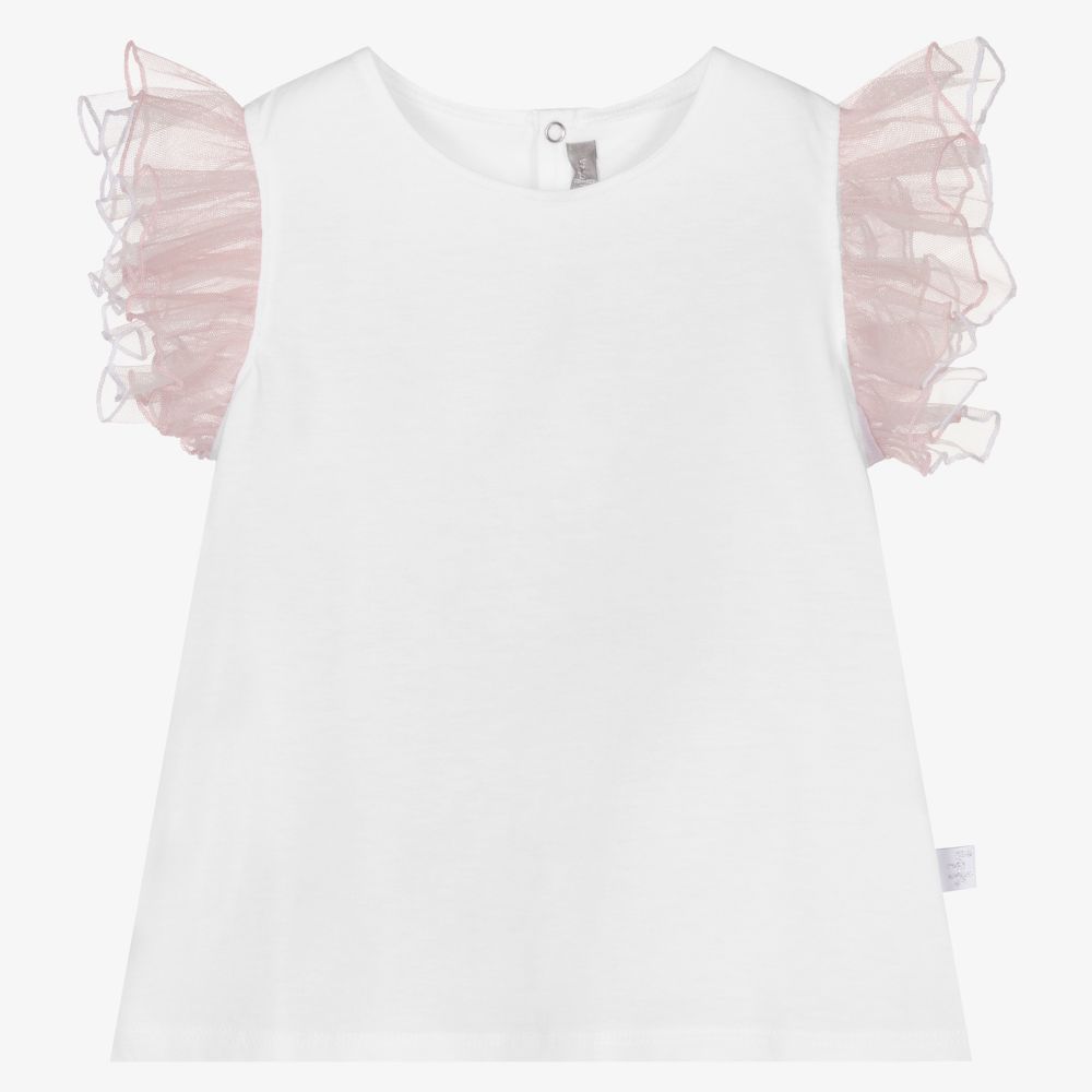 Il Gufo-Girls White & Pink T-Shirt | Childrensalon Outlet