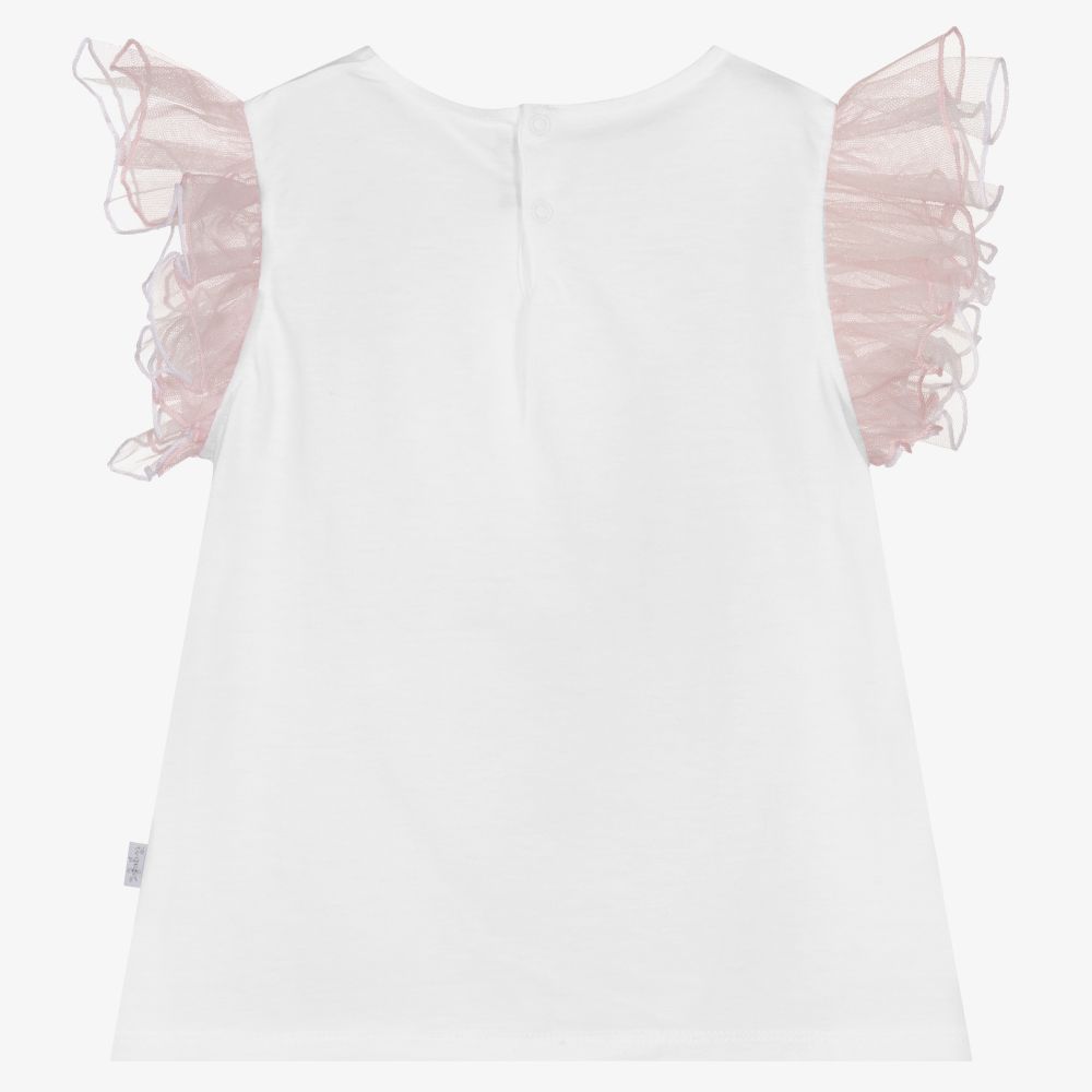 Il Gufo-Girls White & Pink T-Shirt | Childrensalon Outlet