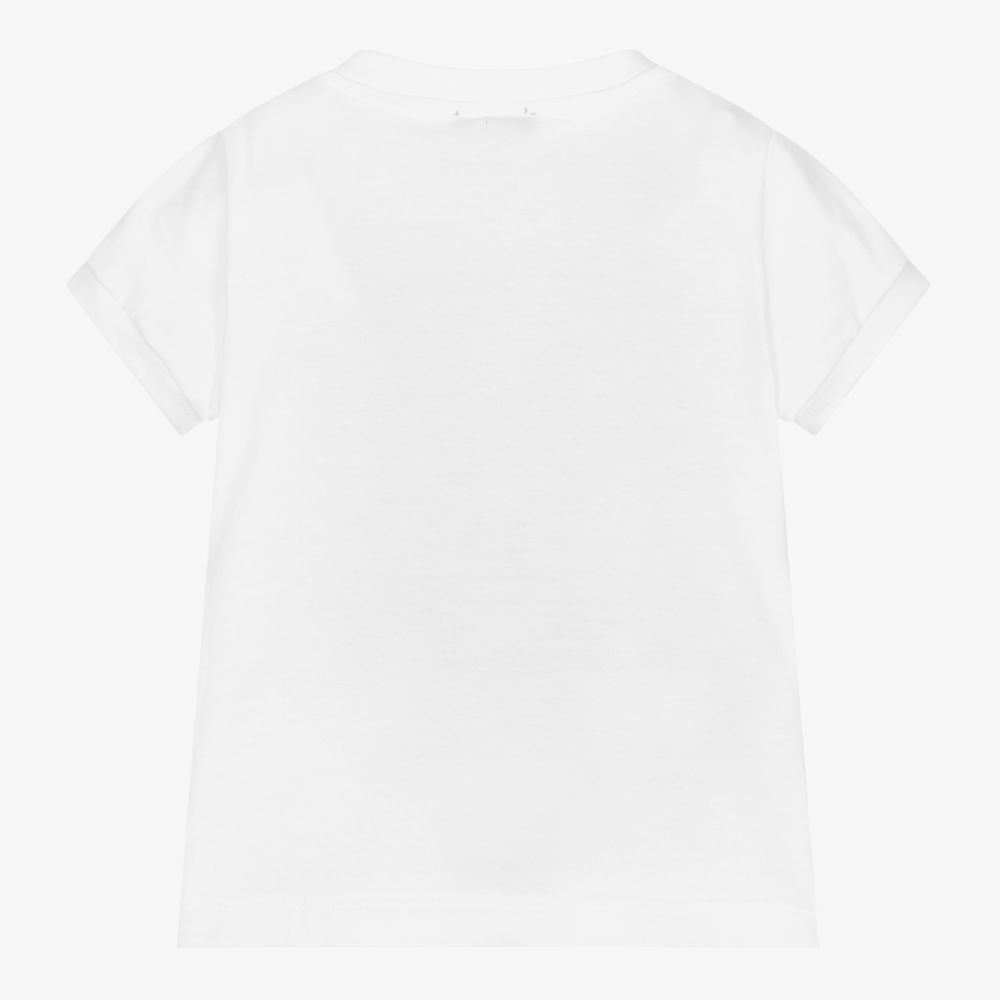 Il Gufo-Girls White Puppy T-Shirt | Childrensalon Outlet
