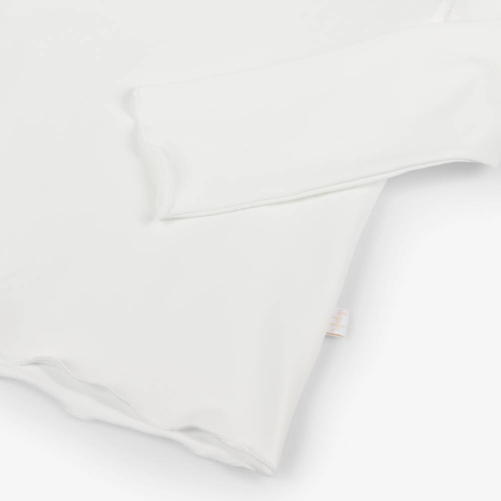 Il Gufo-Girls White Roll Neck Cotton Top with Long Sleeves | Childrensalon Outlet