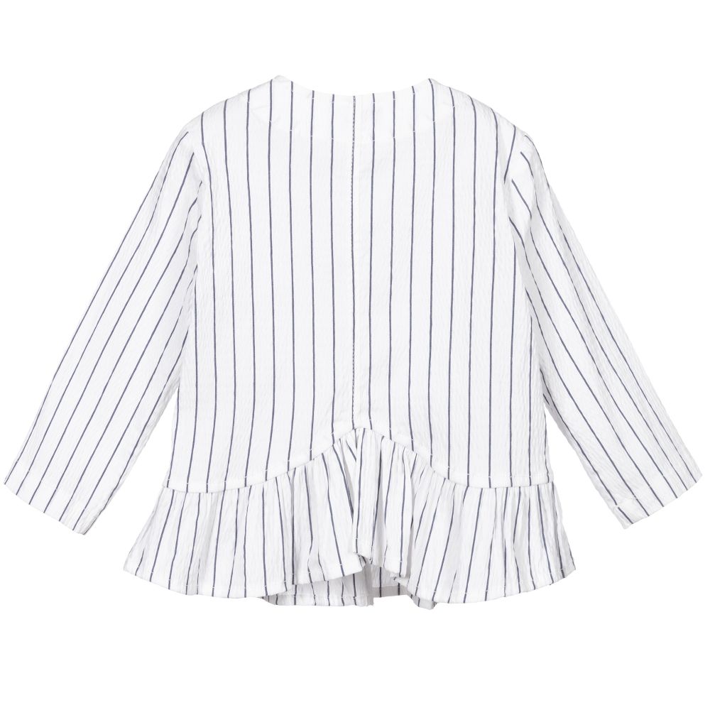 Il Gufo-Girls White Striped Jacket | Childrensalon Outlet