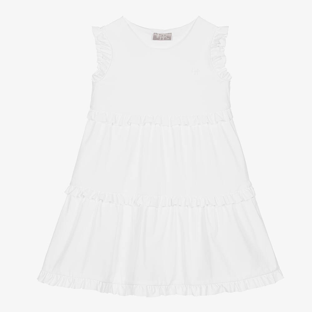 Il Gufo - فستان جيرسي بطبقات لون أبيض | Childrensalon