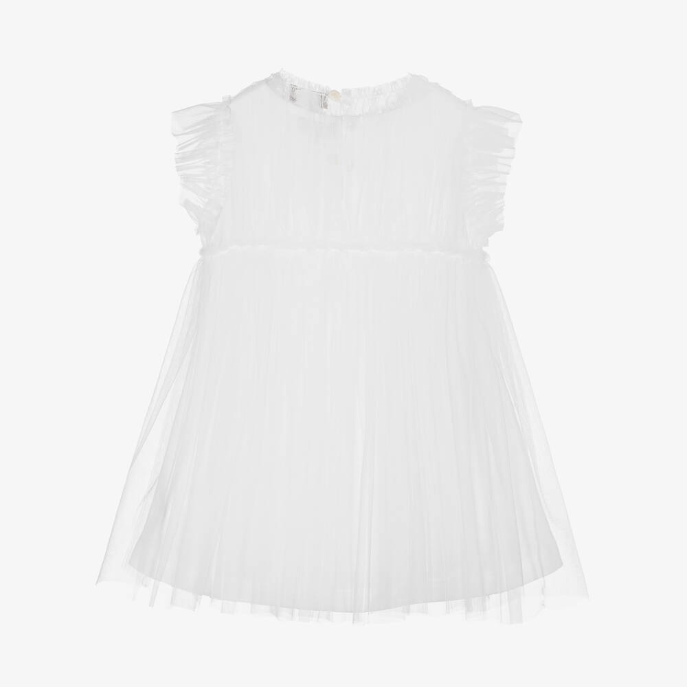 Il Gufo-Girls White Tulle & Jersey Dress | Childrensalon Outlet