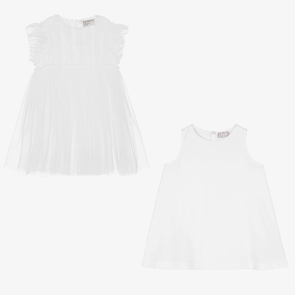 Girls white jersey dress deals