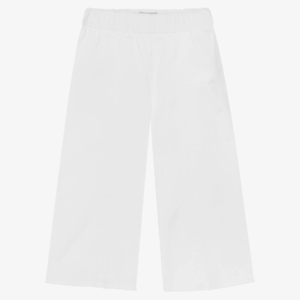 Il Gufo - Girls White Wide-Leg Trousers | Childrensalon