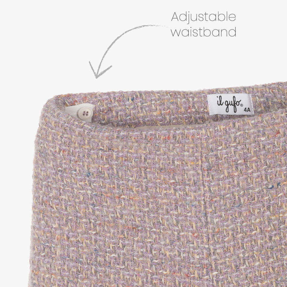 Il Gufo-Girls Wool Tweed Lilac Shorts | Childrensalon Outlet