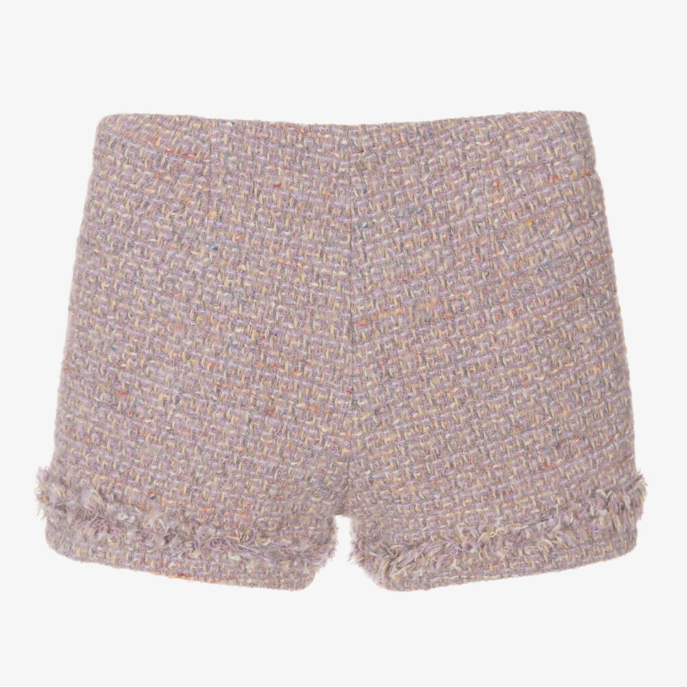 Il Gufo-Girls Wool Tweed Lilac Shorts | Childrensalon Outlet