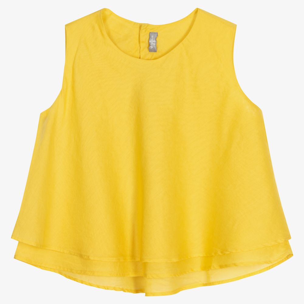 Il Gufo - Girls Yellow Cotton Blouse | Childrensalon