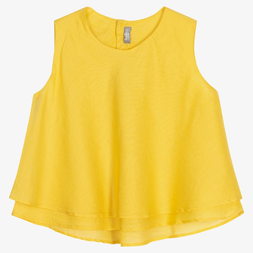 Il Gufo-Желтая хлопковая блузка для девочек | Childrensalon Outlet