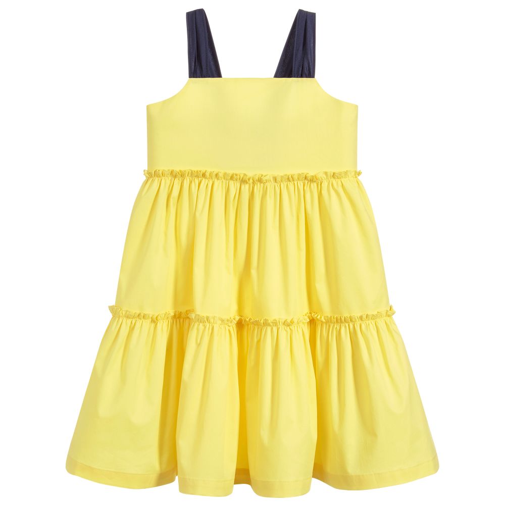 Il Gufo - فستان قطن لون أصفر و كحلي | Childrensalon