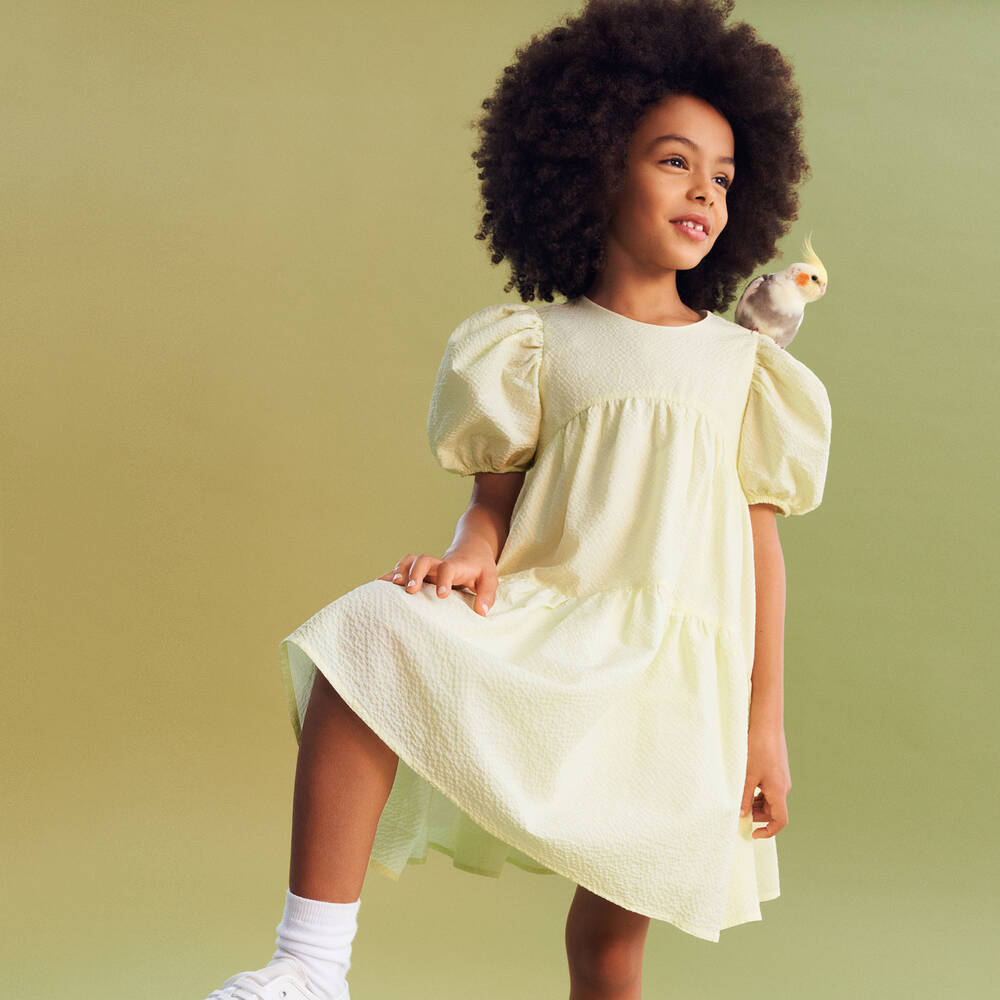 Il Gufo-Желтое хлопковое платье для девочек | Childrensalon Outlet